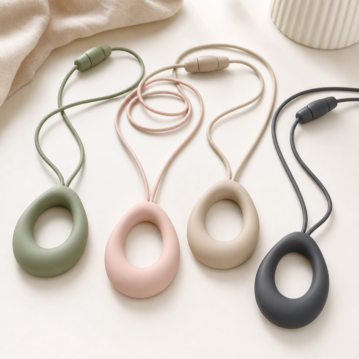 SiliChew silicone nursing necklace colorways